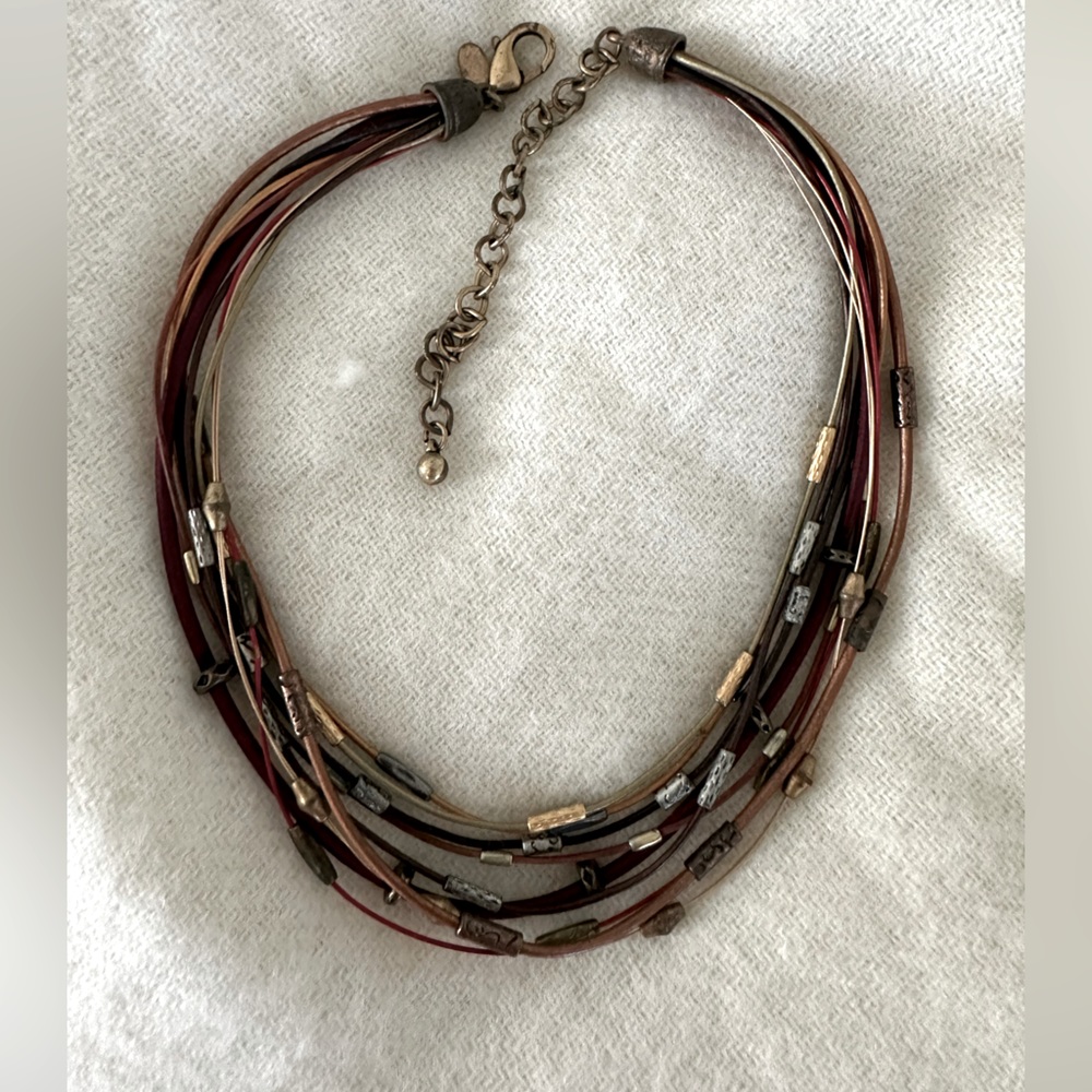 Chico’s Multistrand leather and bead necklace